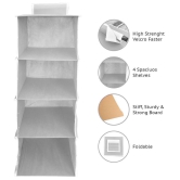 HOMETALES Non-Woven 4 Shelf, Cloth Hanging Organizer,Grey (1U)