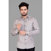 Cream Cotton Blend Checks Print Casual Shirt-XL