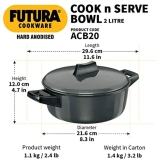 Hawkins Futura Hard Anodised Cook-n-Serve Bowl with Hard Anodised Lid | Black