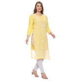 Lavangi Women Lucknow Chikankari Yellow Georgette Kurti with Matching Cotton Inner