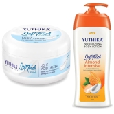 Yuthika Soft Touch Light Moisturizer Cream 500ml and Almond Body Lotion 500ml Combo Pack