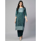 Enchanting Emerald: Blend Silk Bottle Green Kurta Pant Set for Women-M