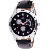 Septem Black Leather Analog Mens Watch