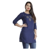 HIGHLIGHT FASHION EXPORT - Navy Viscose Womens Straight Kurti ( Pack of 1 ) - M