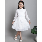 MINI & MING Girls Mock Neck Bell Sleeves Georgette Fit & Flare Dress