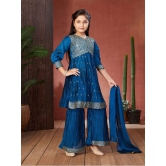 Aarika Teal Georgette Girls Kurta and Sharara Set ( Pack of 1 ) - None