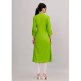 MAUKA Rayon Embroidered Front Slit Women's Kurti - Green ( Pack of 1 ) - None