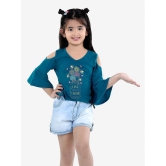 Naughty Ninos - Teal Cotton Girls Top With Shorts ( Pack of 1 ) - None