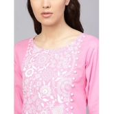 Varanga Cotton Printed Straight Womens Kurti - Pink ( Pack of 1 ) - None