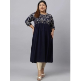 Janasya Crepe Printed Nayra Womens Kurti - Navy Blue ( Pack of 1 ) - None