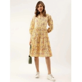 Divena Cotton Printed Midi Womens Fit & Flare Dress - Yellow ( Pack of 1 ) - None