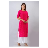 SVARCHI Pink Cotton Blend Straight Kurti - L