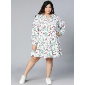 Oxolloxo White Plus Size Floral Satin A-Line Dress