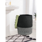 Black, White Zigzag, Laundry Basket, 14x17 inches