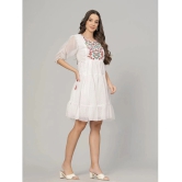 JC4U Crepe Embroidered Knee Length Womens Fit & Flare Dress - White ( Pack of 1 ) - None