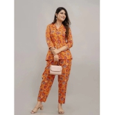 Frionkandy Orange Printed Pant Top Set - None