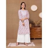 Rangita Women Rayon Pink Embroidered Knee Length Straight Kurti - None