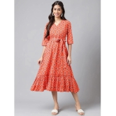 Janasya - Orange Cotton Womens Fit & Flare Dress ( Pack of 1 ) - None