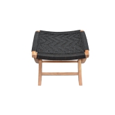 Orchid Homez Hand Woven Lounge Chair Solid Wood Outdoor Chair with Stool (Natural, Pre-Assembled) (Black)