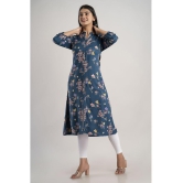 MAUKA - Blue Rayon Womens Front Slit Kurti ( Pack of 1 ) - None