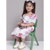 MINI & MING Girls Floral Printed Puff Sleeve Georgette A-Line Midi Dress