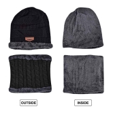 HORSE FIT Winter Beanie Cap for Men, and Women Wool Knitted Hat with Woolen Neck Warmer Scarf Muffler Multi Color - One Size