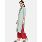 Alena - Blue Cotton Womens Front Slit Kurti - XL