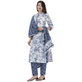 JC4U - Blue Straight Cotton Womens Stitched Salwar Suit ( Pack of 1 ) - None