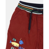 Boys Maroon Striped Waist Woven Shorts - None