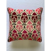 Floral Embroidered Fine Cotton Pink Color Cushion Cover - 16x16 Size