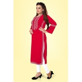 Kapadia - Red Rayon Women''s Straight Kurti ( Pack of 1 ) - None