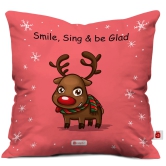 Indigifts Christmas Cushion Covers Smile, Sing & Be Glad Printed Pink Cushion Cover 16x16 inches - Christmas Cushion, Christmas Decorations for House, Xmas Decorations