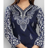 Meher Impex - Blue Crepe Women''s Straight Kurti - 3XL