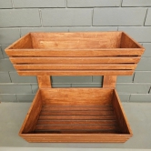 BARISH - Planter Basket 2 Tier I Handcrafted with Rubberwood | Planter Baskets for Living Room | Storage Baskets | Ideal for Gifting I 18 x 18 x 13 Inches