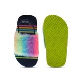 ONYC Kids Slippers - Rainbow Fur Sliders for Girls, Navy Blue