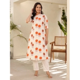 AMIRAS INDIAN ETHNICWEAR Cotton Flex Printed A-line Womens Kurti - Orange ( Pack of 1 ) - None