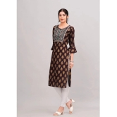 MAUKA Rayon Printed Straight Womens Kurti - Brown ( Pack of 1 ) - None