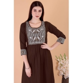 Glomee - Brown Rayon Women's Nayra Kurti ( Pack of 1 ) - None