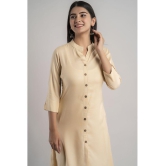 MAUKA - Cream Rayon Women''s Front Slit Kurti ( Pack of 1 ) - None