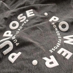 Purpose Is Power 3D Print Acid Wash Grey Oversize T-shirt-Large