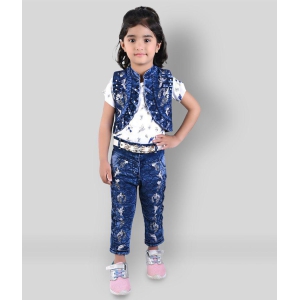 Ahhaaaa - Blue Denim Girl's Top With Jacket With Jeans ( Pack of 1 ) - None