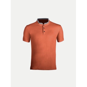 Men Rust Cotton Polo collared T-shirt