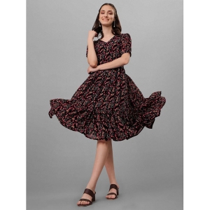 gufrina Rayon Printed Knee Length Womens Fit & Flare Dress - Black ( Pack of 1 ) - None