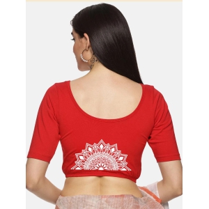 Women Back Printed Stretchable Blouse U022-Red / 3X-Large