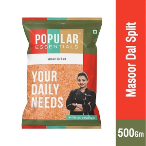 Popular Essentials Premium Masoor Dal Pouch, 500 g