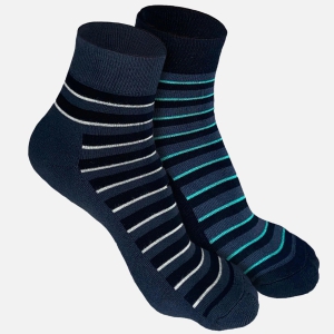 Bamboo Stripe Quarter Length Socks - 2 Pairs-Black | Grey