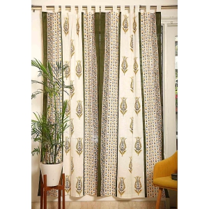 Olive Grace Hand Block Print Cotton Curtain-9 ft