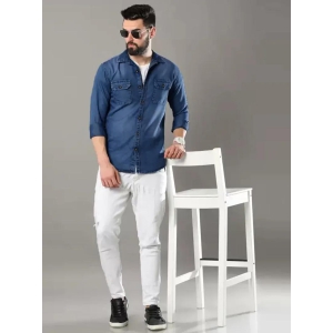 Dark Blue Denim Shirt for Men with 2 Pocket-XL