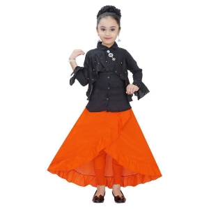 Arshia Fashions - Orange Cotton Blend Girls Top With Skirt ( Pack of 1 ) - None