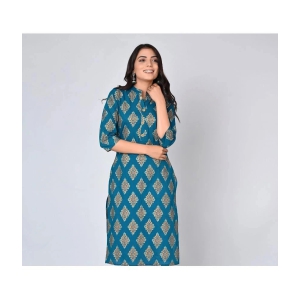 MAUKA - Blue Rayon Womens Straight Kurti ( Pack of 1 ) - None